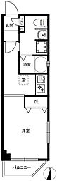 クリアルプレミア目黒 1階ワンルームの間取り