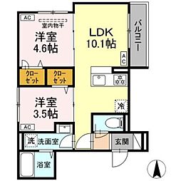 セレスティア荒川II 3階2LDKの間取り