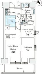 リテラス西日暮里 10階1LDKの間取り