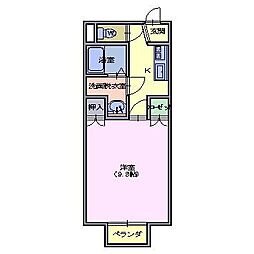 ドリームハウス作道Ｂ棟Ｂ棟 1階1Kの間取り