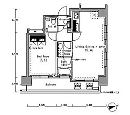 パークアクシス渋谷桜丘SOUTH 1LDKの間取図画像