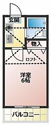 リエス稲田堤 1Kの間取図画像