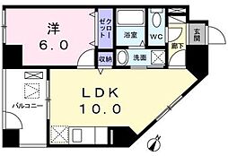 プラシードカーサ3 1LDKの間取図画像