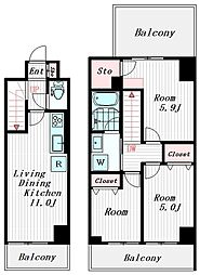 ロイジェント上野桜木 7階3LDKの間取り