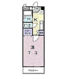 ミーティス衣笠 2階1Kの間取り