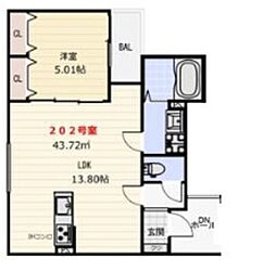 ヴィラ堺湊 1LDKの間取図画像