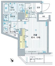 フォレシティ六本木 1Kの間取図画像
