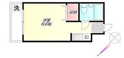 フラッツ松尾 1階ワンルームの間取り