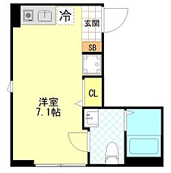 FERIO三河島 2階ワンルームの間取り