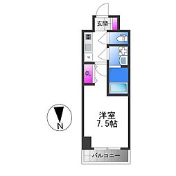 グランデュール大今里西 1Kの間取図画像