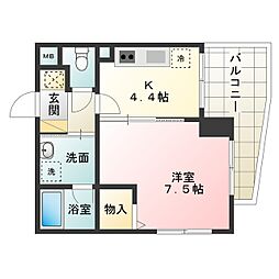 ベル・コリーヌ 1Kの間取図画像