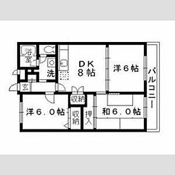 エムロードマンション 3DKの間取図画像