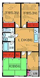 コーポネポス 1階3DKの間取り