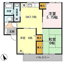 エステートMF1 3DKの間取図画像