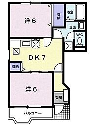 プチヴィラージュ 2DKの間取図画像