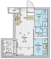 レグラス大岡山 4階1Kの間取り