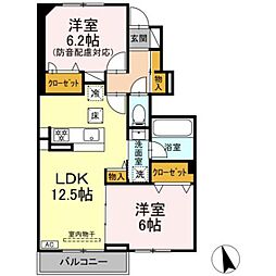 横浜市港北区小机町アパート 2LDKの間取図画像