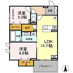 グランメゾン正和 2階2LDKの間取り