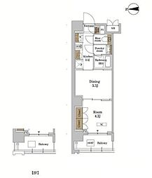 ＲＪＲプレシア蒲田 5階1DKの間取り