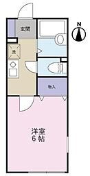 ラス・カサス 2階1Kの間取り