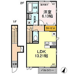 ラ・ヴェール石神井公園B 1LDKの間取図画像