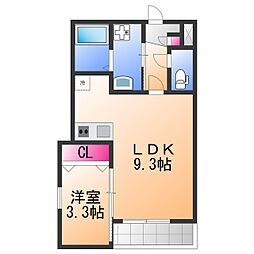 南海線 岸和田駅 徒歩7分の賃貸アパート 3階1LDKの間取り