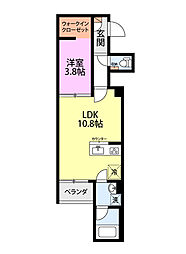 ラフィネ東大畑通 1LDKの間取図画像