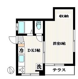 古谷ハイツ 2階1DKの間取り