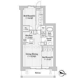 アビティグランデ砧 2LDKの間取図画像