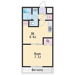 セゾン湊 2階1DKの間取り