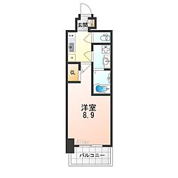 阪急京都本線 上新庄駅 徒歩3分の賃貸マンション 2階1Kの間取り