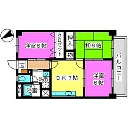 コーポウィステリア25 3DKの間取図画像