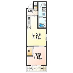H-maison加美正覚寺VII 2階1LDKの間取り