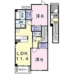 プレシャスコートK東松江 2LDKの間取図画像