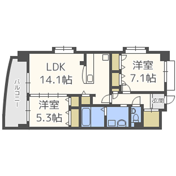 バルセロナ箱崎 407｜福岡県福岡市東区筥松２丁目(賃貸マンション2LDK・4階・64.49㎡)の写真 その2