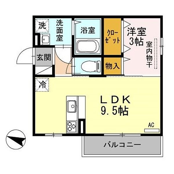新潟県新潟市西区小新１丁目(賃貸アパート1LDK・3階・32.77㎡)の写真 その2