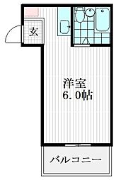 ホワイトキャッスル新宿B棟 4階ワンルームの間取り