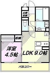 JR八高線 北八王子駅 徒歩2分の賃貸アパート 2階1LDKの間取り