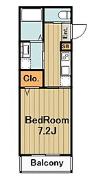 モリオンパレス 5階1Kの間取り