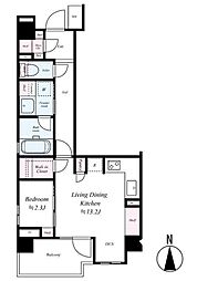 ベルジェンド西日暮里グランセルサス 3階1LDKの間取り