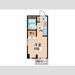 パープル南街 3階1Kの間取り