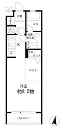 レジディア笹塚 1階ワンルームの間取り