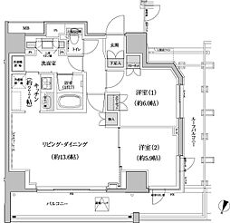 パークハビオ渋谷本町レジデンス 2LDKの間取図画像