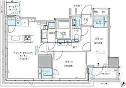 パークアクシス五反田スカイタワー 2LDKの間取図画像