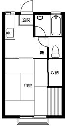 フジハイツ18号館 2階1Kの間取り