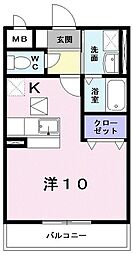 タウンルームけまり ワンルームの間取図画像