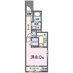 カレント湘南 1Kの間取図画像