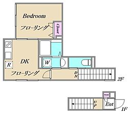 Kステージ 2階1DKの間取り
