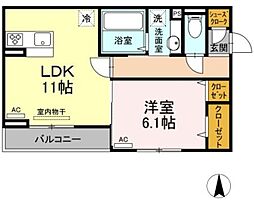 カーサリオ 2階1LDKの間取り