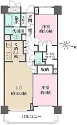 駒込パークハウス 3階2LDKの間取り